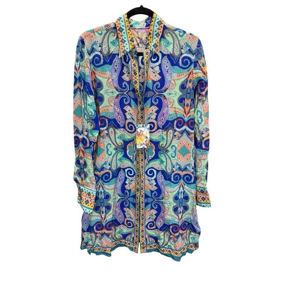 Robert Graham Dresses & Skirts - Robert Graham Charlotte Silk Paisley Shirt Dress S NWT Boho Luxe Resort Vibes